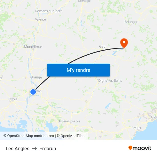 Les Angles to Embrun map