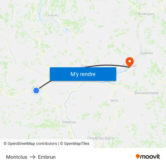 Montclus to Embrun map