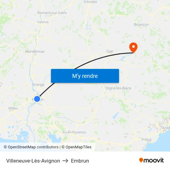Villeneuve-Lès-Avignon to Embrun map