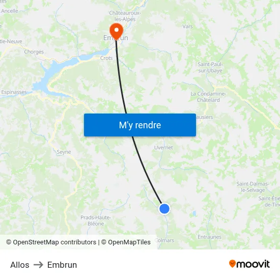 Allos to Embrun map
