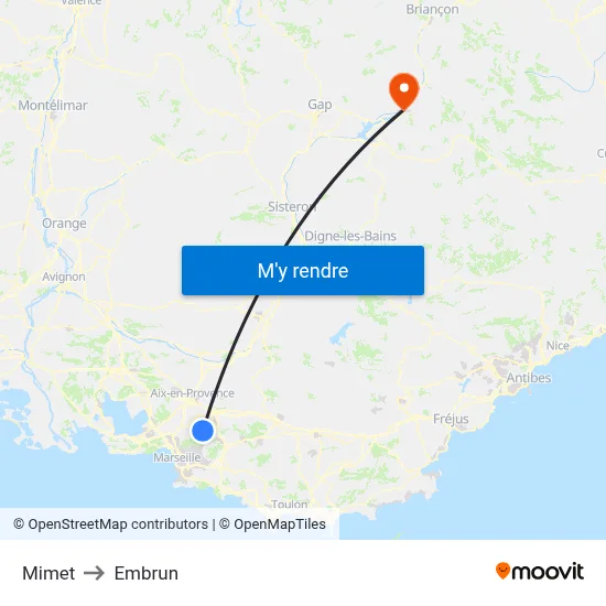 Mimet to Embrun map