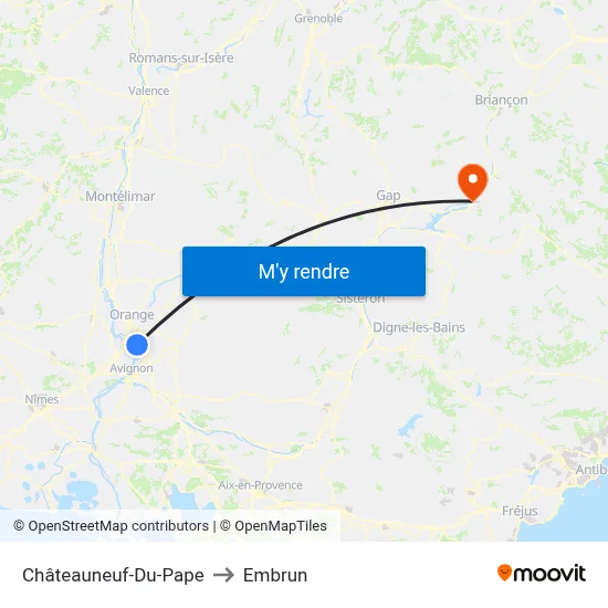 Châteauneuf-Du-Pape to Embrun map