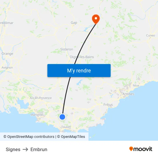 Signes to Embrun map