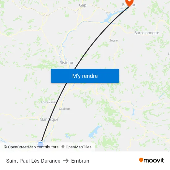 Saint-Paul-Lès-Durance to Embrun map