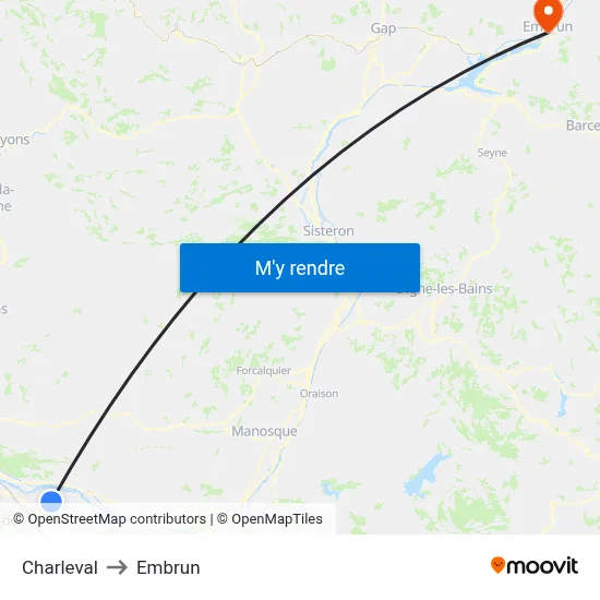Charleval to Embrun map