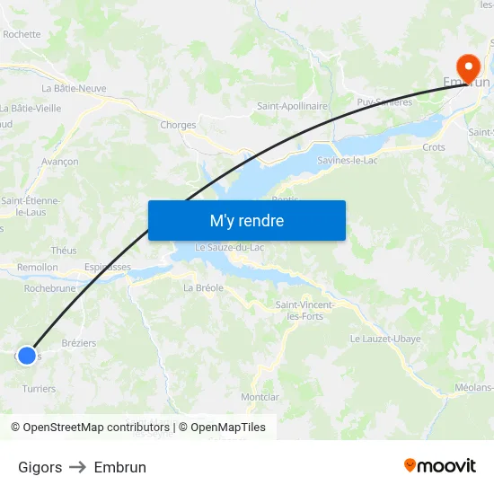 Gigors to Embrun map