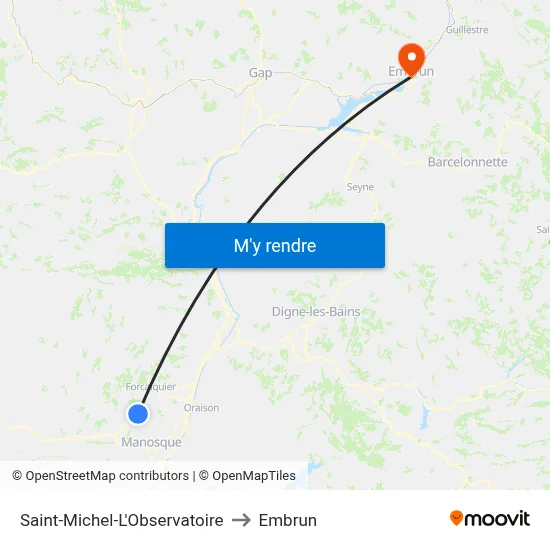 Saint-Michel-L'Observatoire to Embrun map