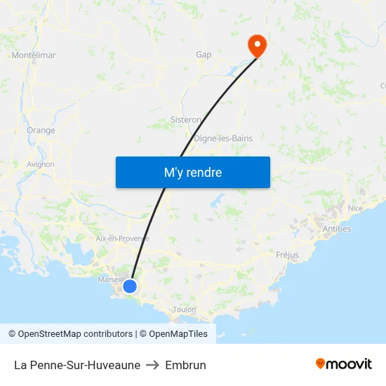 La Penne-Sur-Huveaune to Embrun map