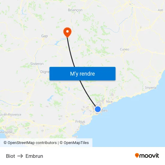 Biot to Embrun map