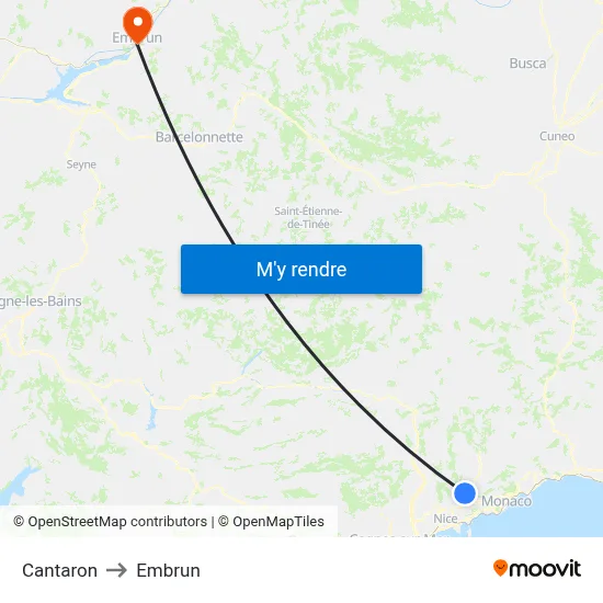 Cantaron to Embrun map