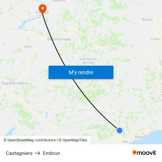 Castagniers to Embrun map