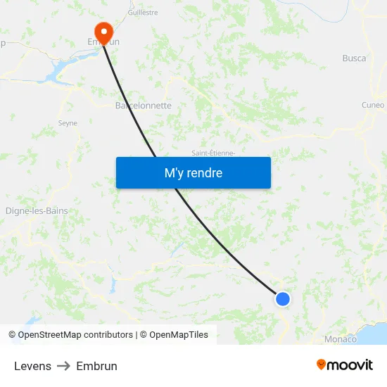 Levens to Embrun map