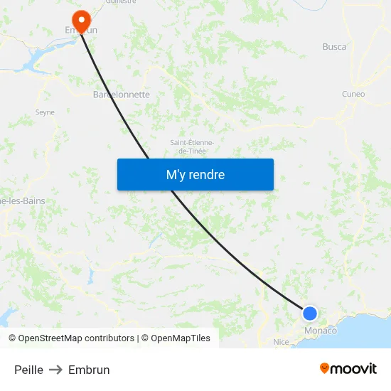 Peille to Embrun map