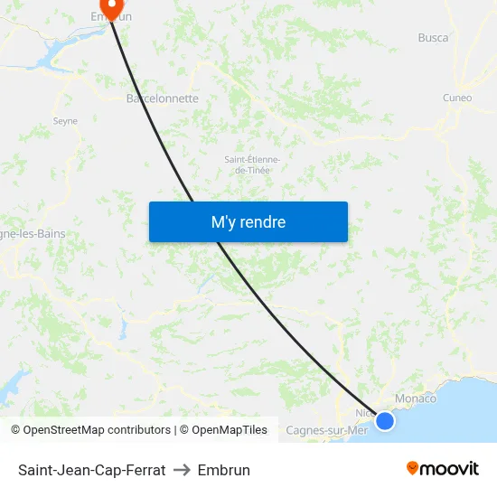 Saint-Jean-Cap-Ferrat to Embrun map