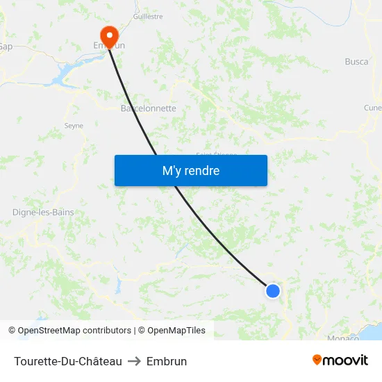 Tourette-Du-Château to Embrun map