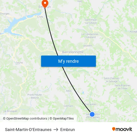 Saint-Martin-D'Entraunes to Embrun map