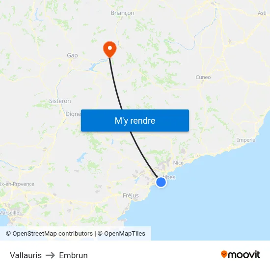 Vallauris to Embrun map
