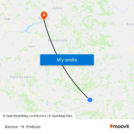 Ascros to Embrun map