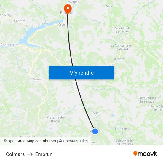 Colmars to Embrun map