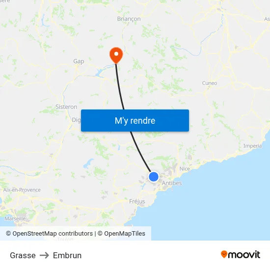 Grasse to Embrun map