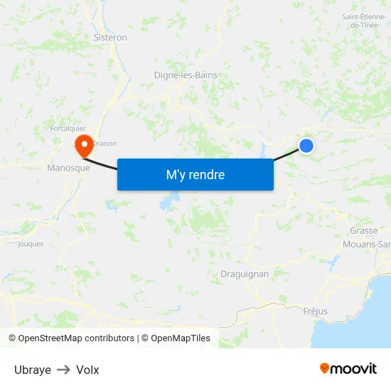 Ubraye to Volx map