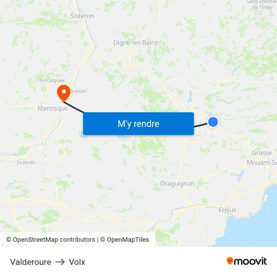 Valderoure to Volx map