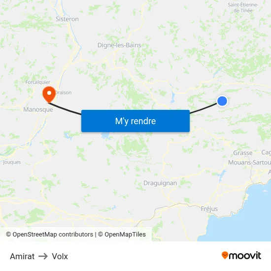 Amirat to Volx map