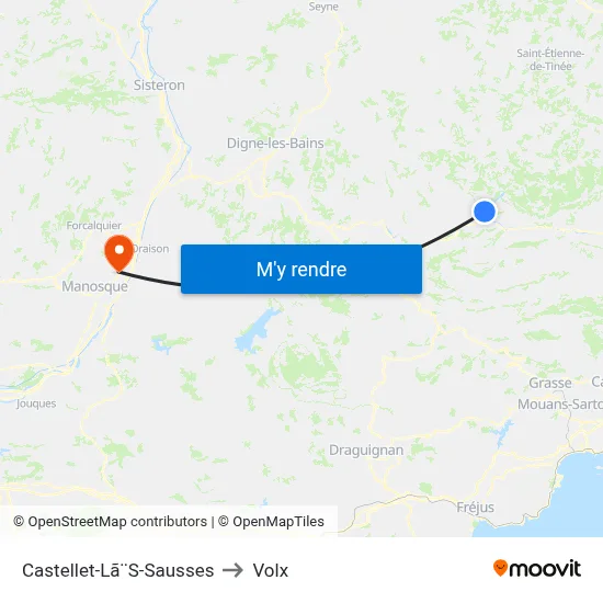 Castellet-Lã¨S-Sausses to Volx map