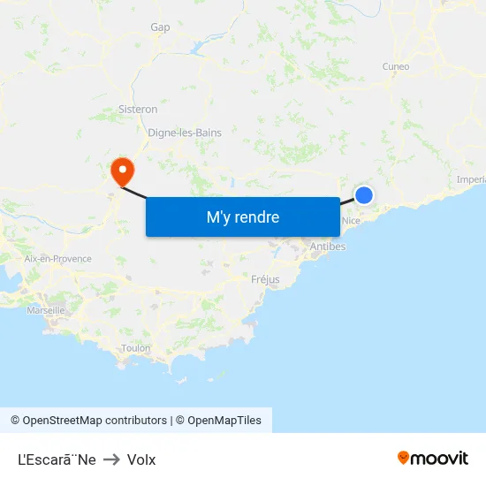 L'Escarã¨Ne to Volx map