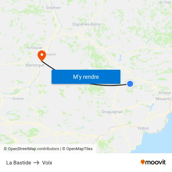 La Bastide to Volx map