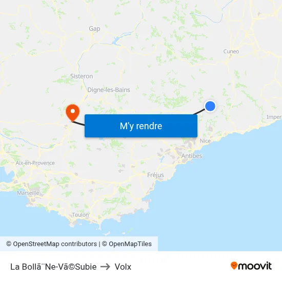 La Bollã¨Ne-Vã©Subie to Volx map
