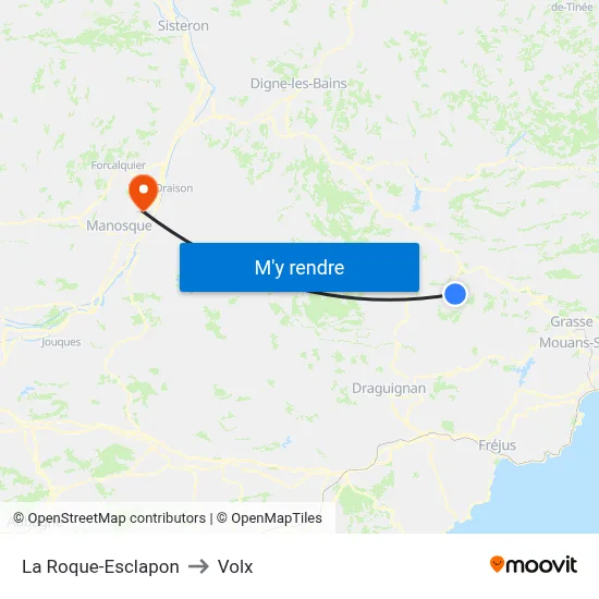 La Roque-Esclapon to Volx map