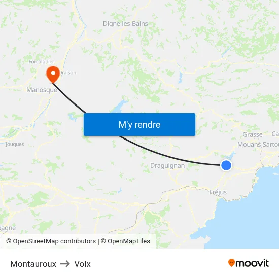 Montauroux to Volx map