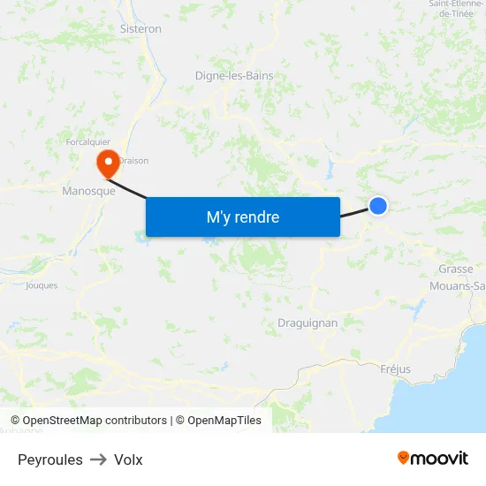 Peyroules to Volx map