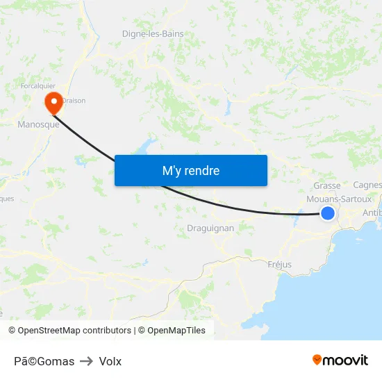 Pã©Gomas to Volx map