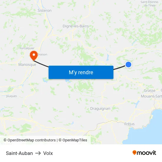 Saint-Auban to Volx map