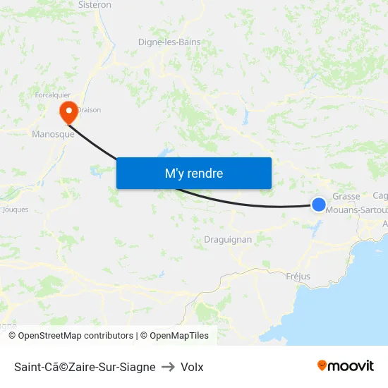 Saint-Cã©Zaire-Sur-Siagne to Volx map