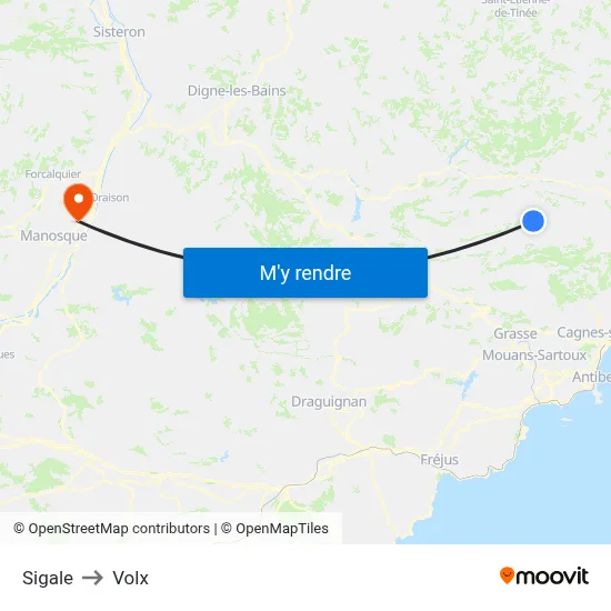 Sigale to Volx map