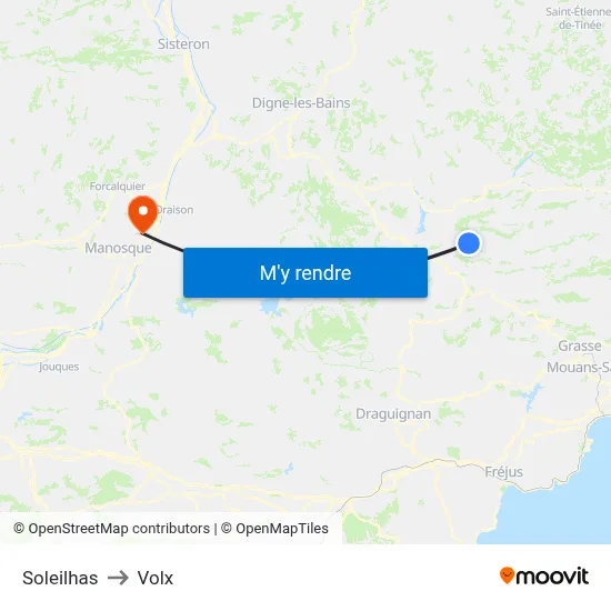 Soleilhas to Volx map