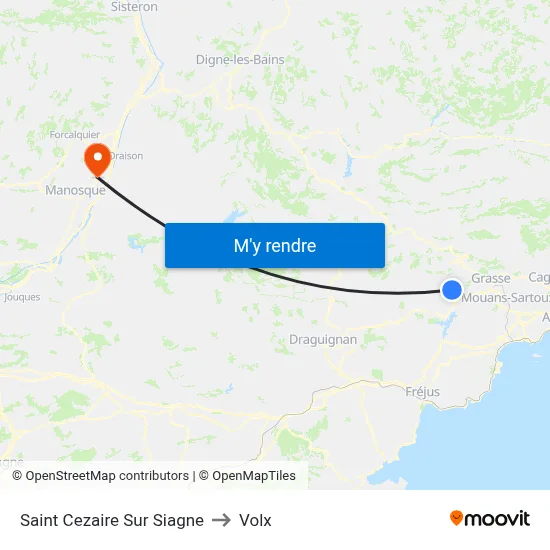Saint Cezaire Sur Siagne to Volx map