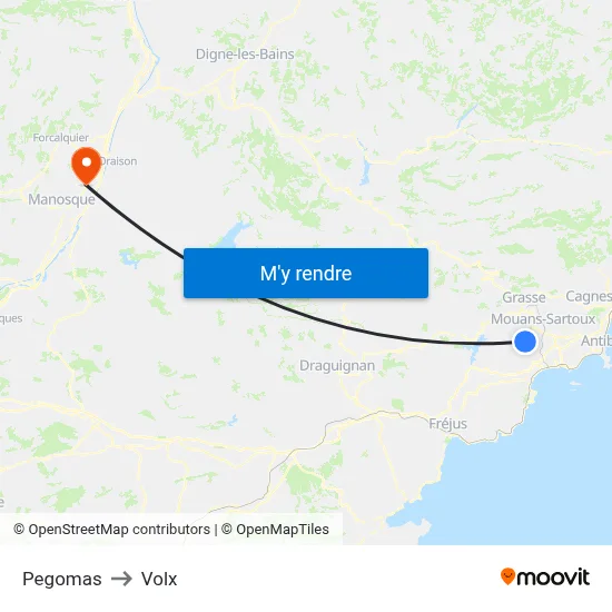 Pegomas to Volx map