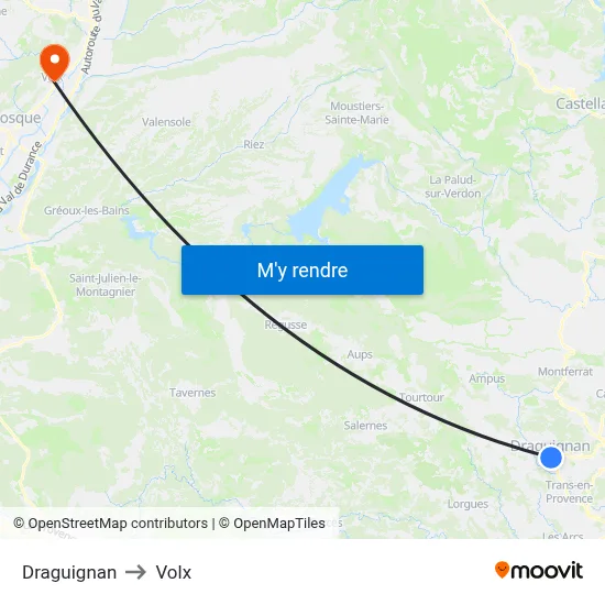 Draguignan to Volx map