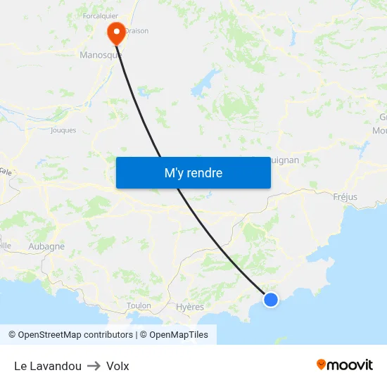 Le Lavandou to Volx map