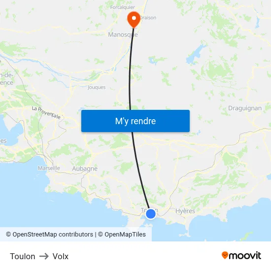 Toulon to Volx map