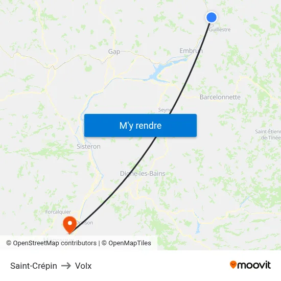 Saint-Crépin to Volx map