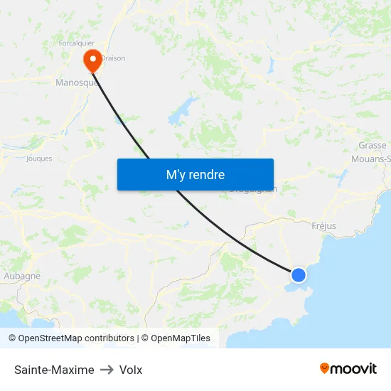 Sainte-Maxime to Volx map