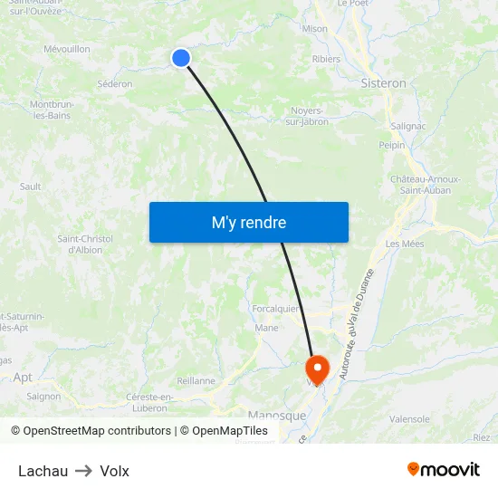 Lachau to Volx map