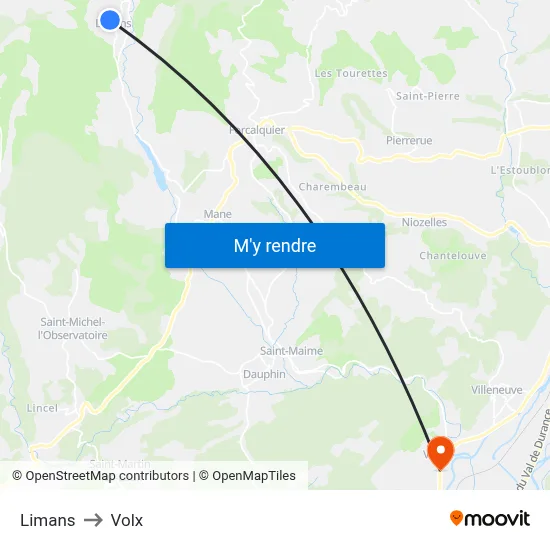 Limans to Volx map