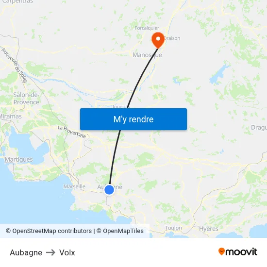 Aubagne to Volx map