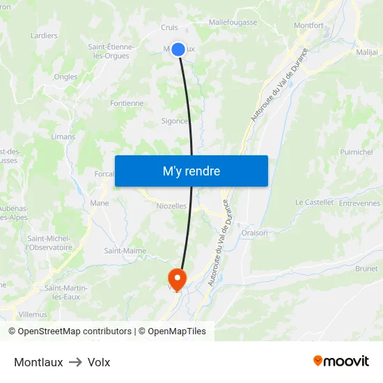 Montlaux to Volx map